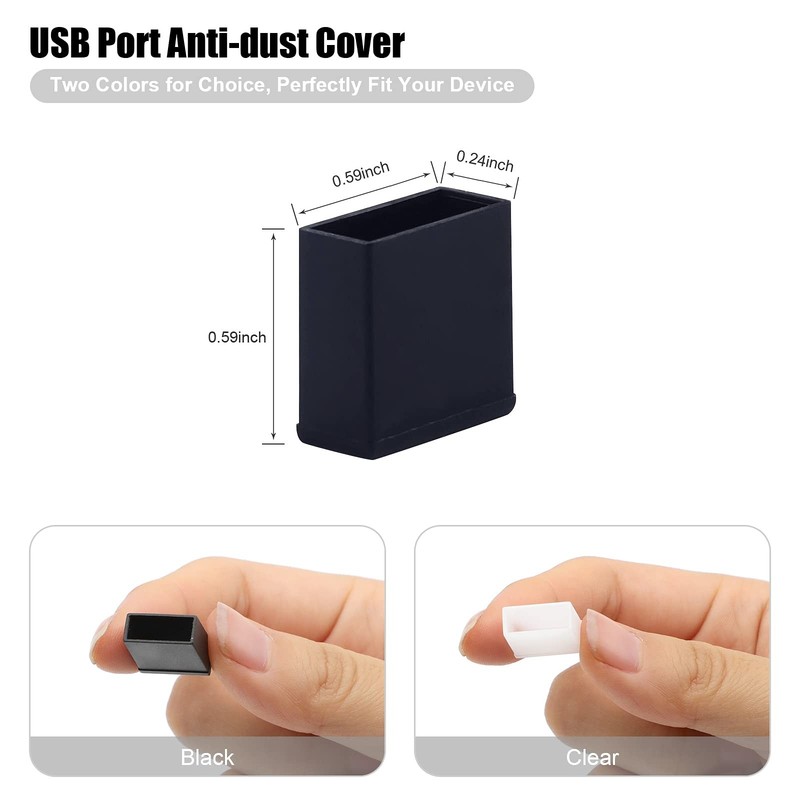 20 Pcs Black Clear Plastic USB A Male Anti-Dust Plug Cover for Personal Computer gallery