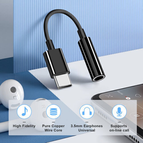 For Samsung Galaxy S24 S22 USB C Cable to 3.5mm Aux Jack Earphone Dongle Adapter gallery