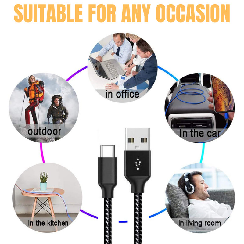 10FT Type C Cable USB Fast Charge Heavy Duty for Android Samsung Galaxy LG Stylo gallery