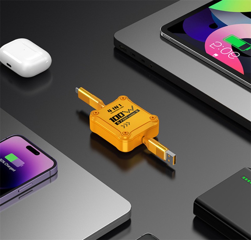 4 in 1 100W USB Type C Fast Charging Retractable Data Cable For iPhone Samsung gallery