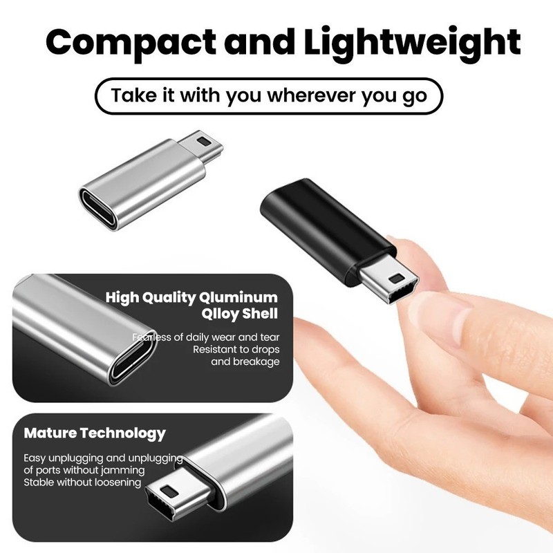USB C To Mini USB 2.0 Adapter 2 Pack Type C Female Male Convert Connector - USA gallery