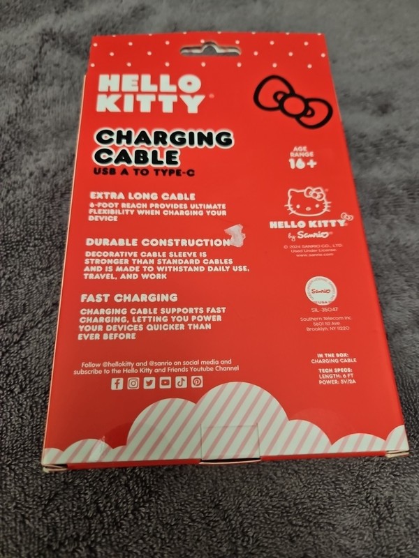 Hello Kitty 6 Foot Charging Cable, USB A to Type C gallery