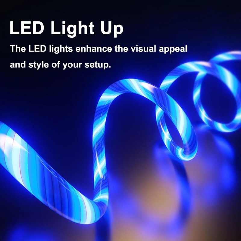 Light Up USB C Cable, LED Fast Charger Type C Charging Cords, USB-A to USB-C Com gallery