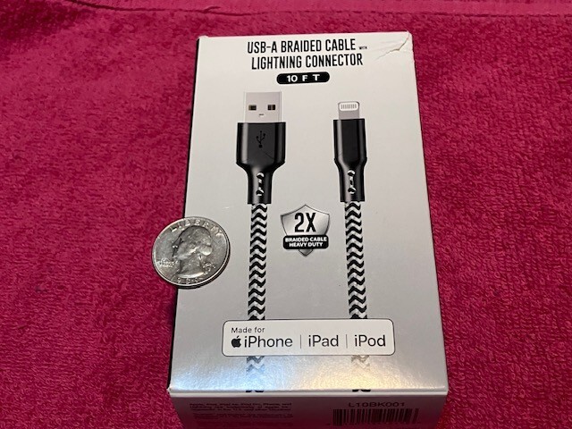 USB A Braided Lightning Cable Apple Charger 10 Feet