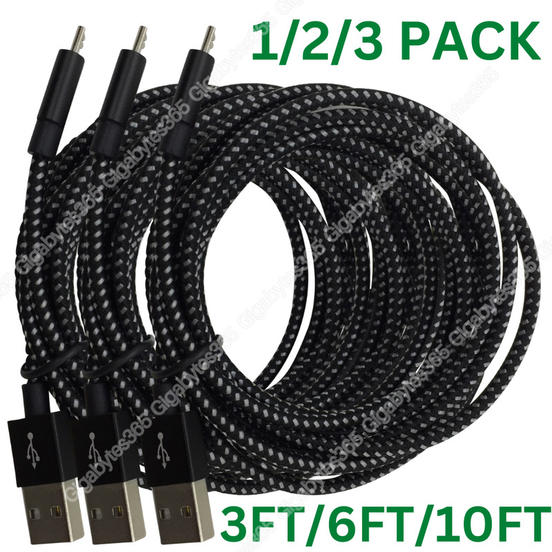 3/6/10FT Micro USB Fast Charger Cable For LG Samsung S7 S6 J5 Charging Data Cord