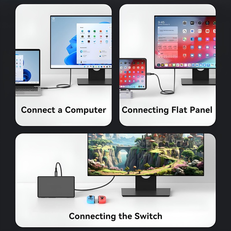 90 Degree USB C 3.2 Gen2x2 Cable 20Gbps 240W Fast Charge 4K UHD Video Cord gallery