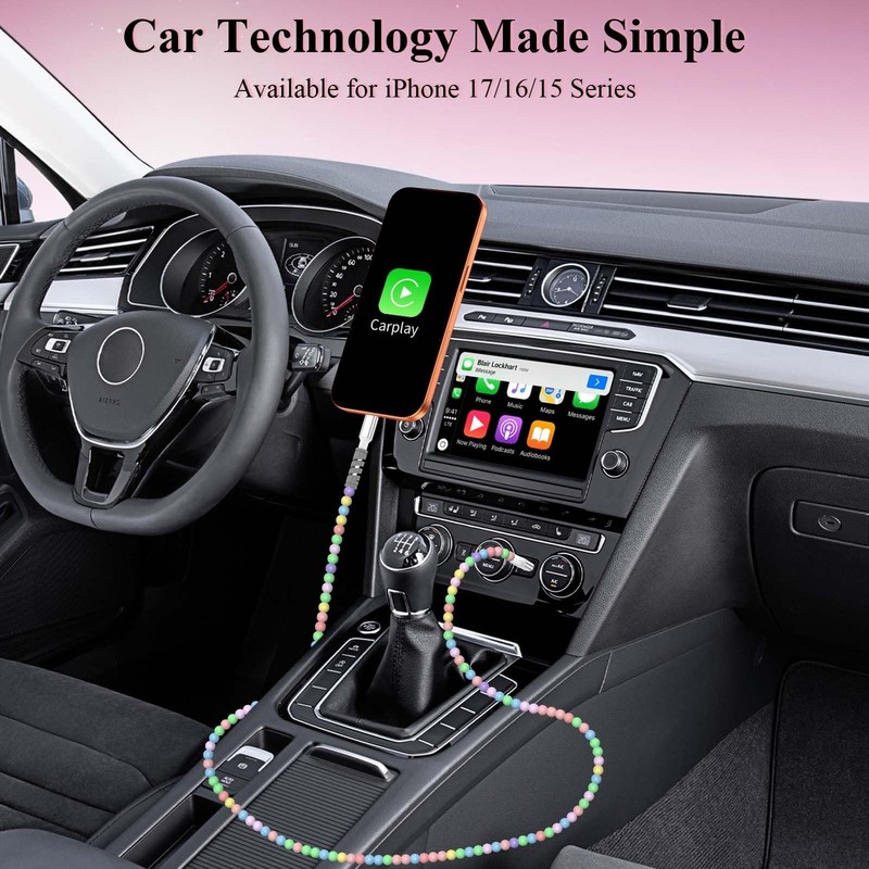 Beaded Phone Charger Cable 6ft USB A to C Colorful 2m/6ft, Multicolored gallery