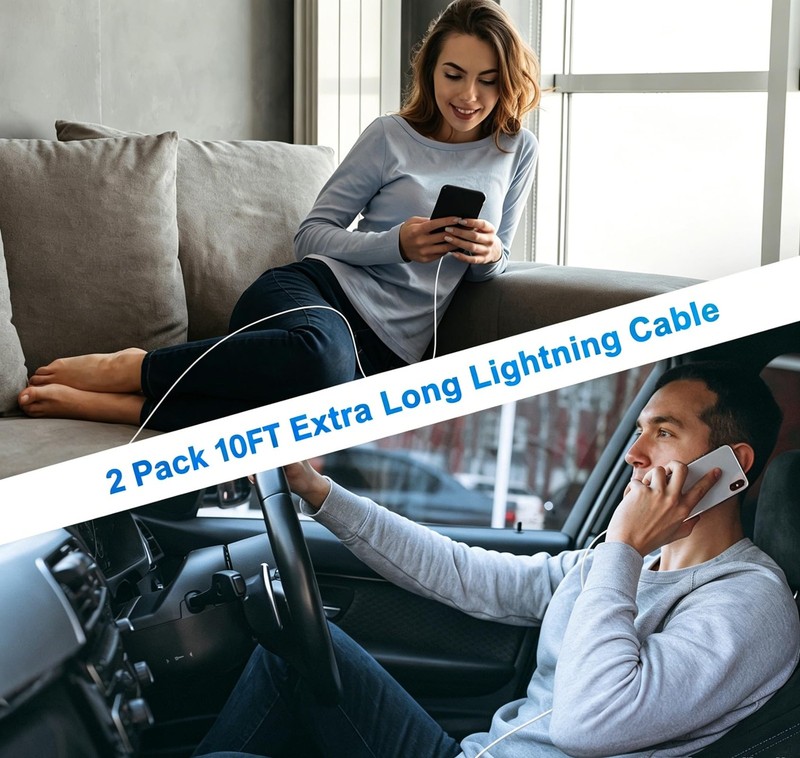 MFi Certified iPhone Charger Lightning Cable 10FT 2 Pack USB Charging Cord gallery