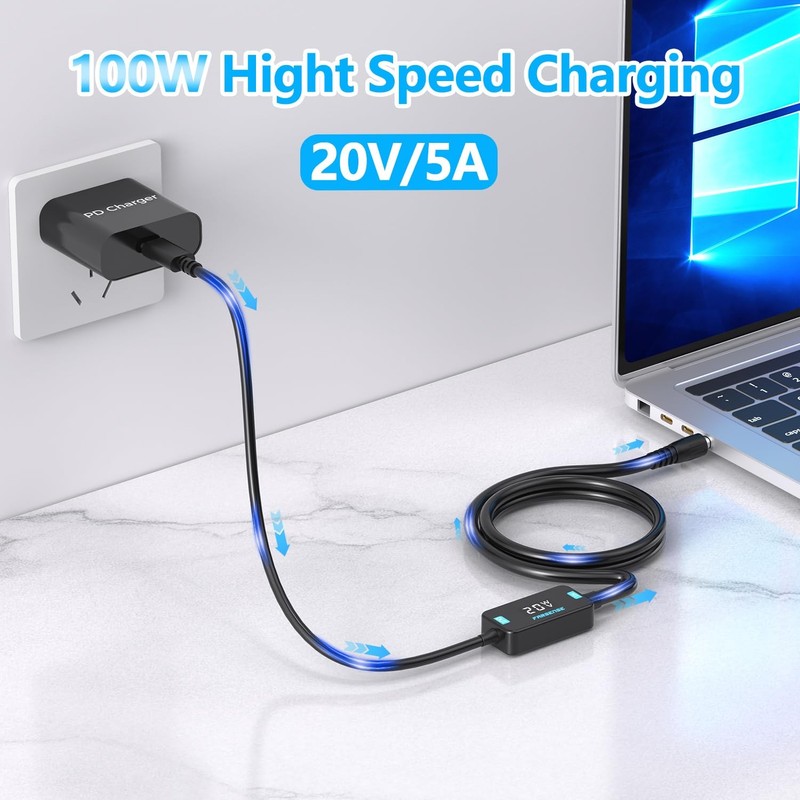 FARSENSE USB C to DC Adapter,Barrel PD Trigger Cable(3.3ft) with 10 Connector... gallery