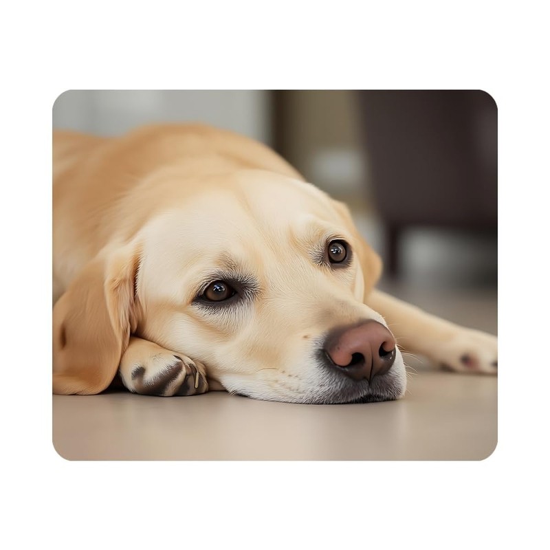 Gaming Mouse Pad Yellow Labrador Retriever is Waiting at Home Non-Slip Rubber…