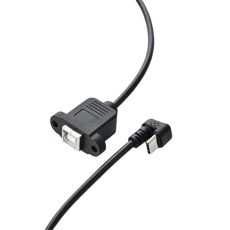 USB 3.1 Type C Male U Angle to USB 2.0 B Type Female Panel Printer Adaper Cable