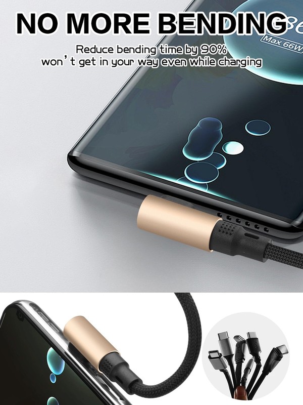 90 Degree USB C to USB C Cable, 240W Fast Charging Nylon Braided, 4.9FT Right... gallery