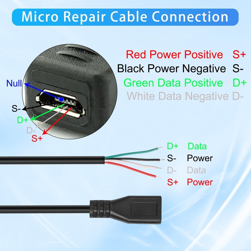 4Pcs Micro USB Female 4 Pin Bare Wire USB Power Data Cable DIY Pigtail Cable ... gallery