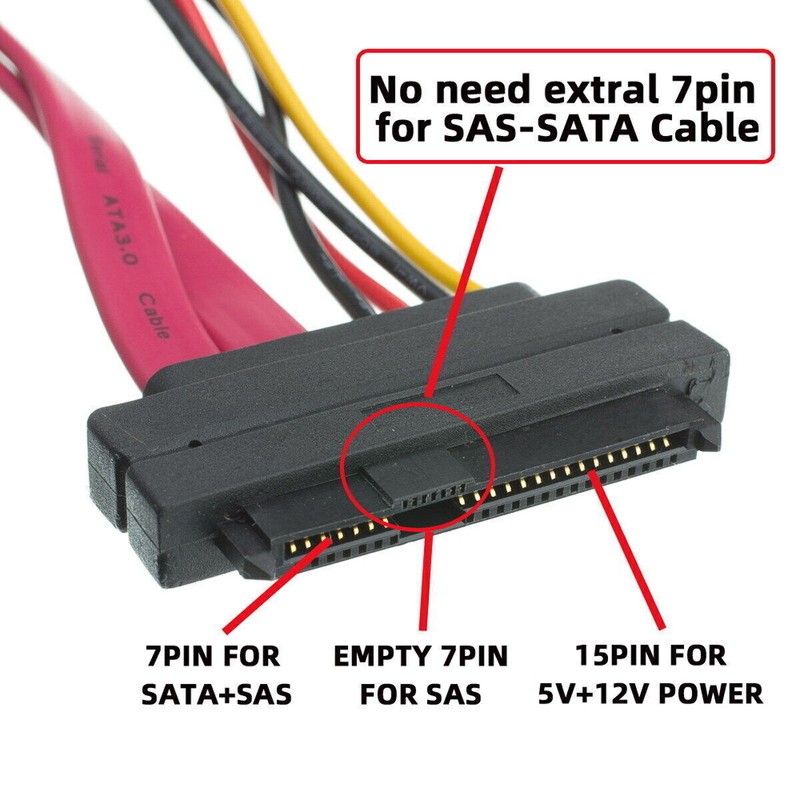 CABLECY SATA 22Pin Hard Disk Drive Raid to SFF-8482 SAS 29 Pin Extension Cable gallery