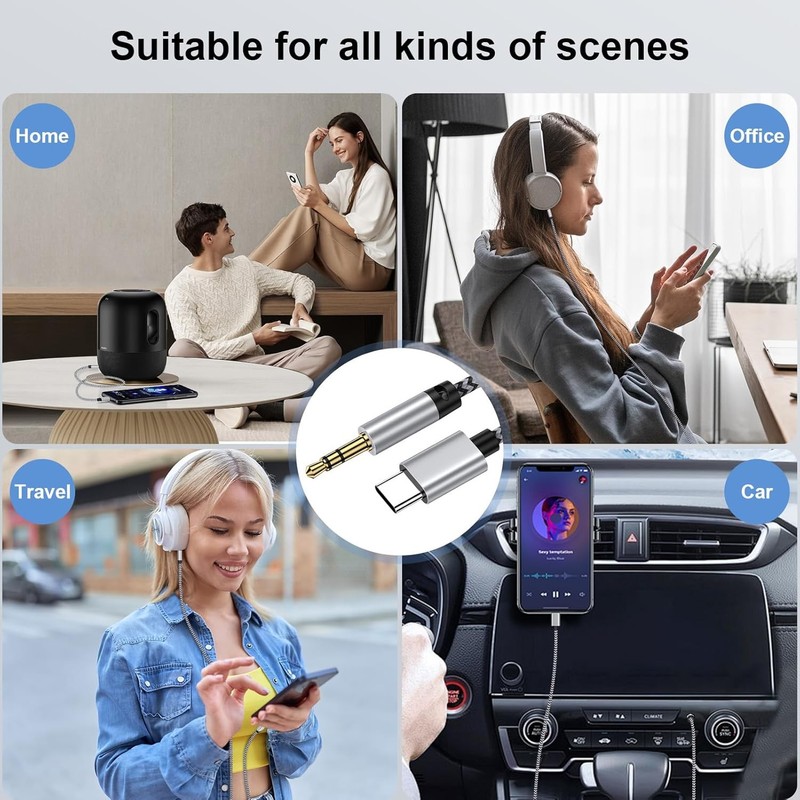 USB C to Aux Cord for iPhone 17 Pro Max, 3FT Type C to 3.5mm Audio Aux Adapter C gallery