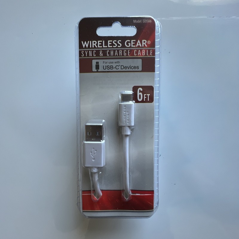 Wireless Gear 6 ft sync and charge cable for USB-C Devices White