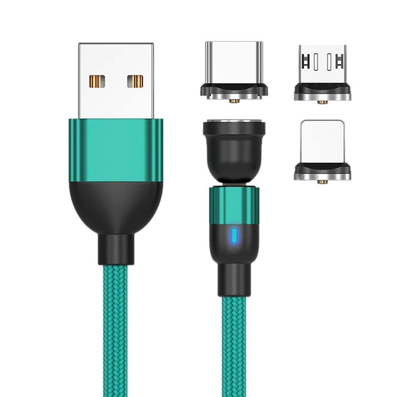 2m 360 Cable-Rotate Phone Charger - Made of Durable Nylon Braid - Fast gallery