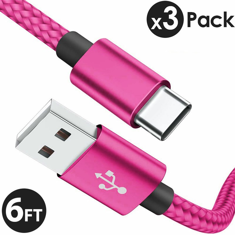 3X 6FT USB Type C Fast Charging Cable For Samsung Galaxy S8 S9 S10 Plus Note 8 9