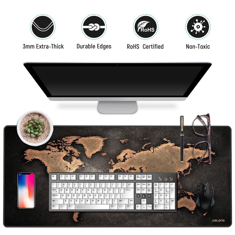 JIALONG Large Gaming Mouse Pad, XXL Desk Mousepad with Stitched Edges, Non-Sl... gallery