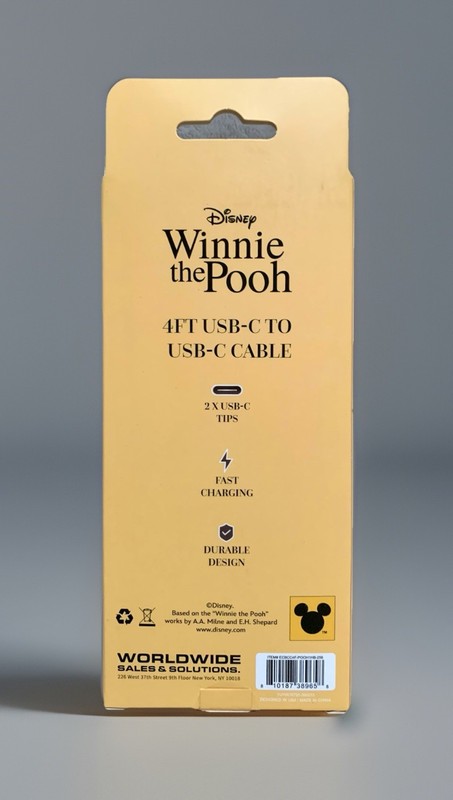 NEW Disney Winnie the Pooh & Butterfly USB-C to USB-C 4ft Charging Cable gallery