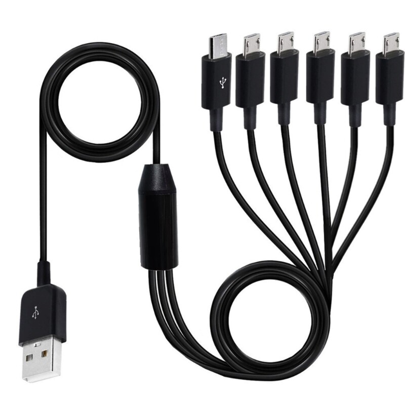USB A 2.0 to 6 Micro USB Data Sync Charing Cable Wire Cord for Phone