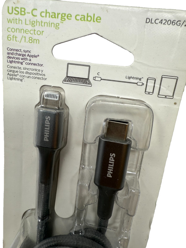 Philips Braided USB-C Charge Cable , 6ft For iPhone / iPad NEW