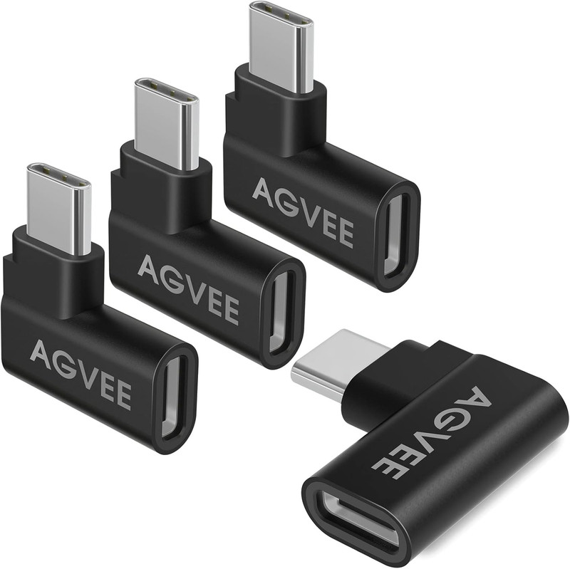 4 Pack Side Angle 90 Degree USB-C Male to USB-C Right Angled Female Adapter (Typ