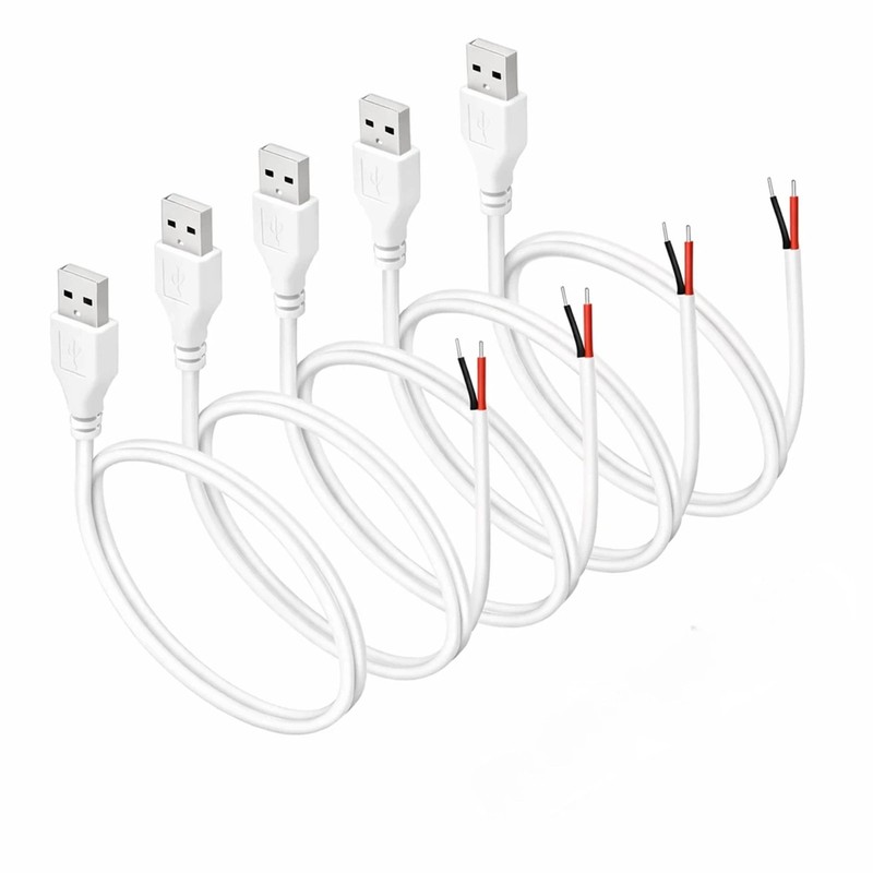 USB Pigtail Cable USB Power Cable Wire,3.28ft 24AWG 2A 5V, DIY Repair Kit, Ba…