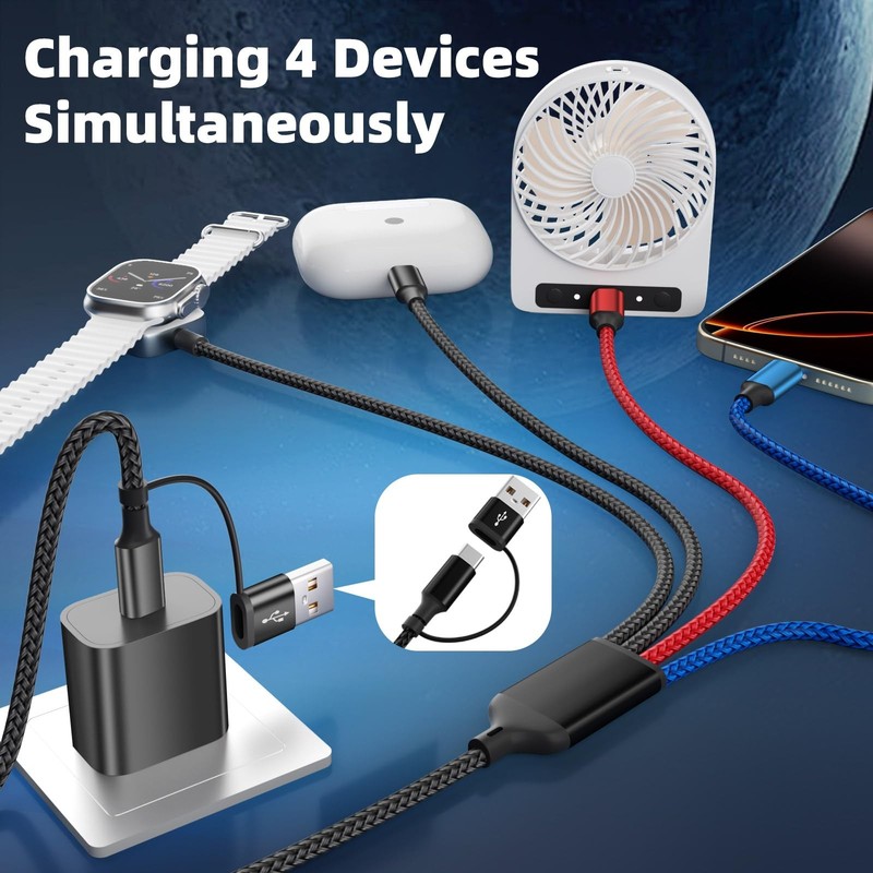 Travel Essentials, Dual Type-C Port 4 in 2 Multi Charging Cable for iWatch Ch... gallery
