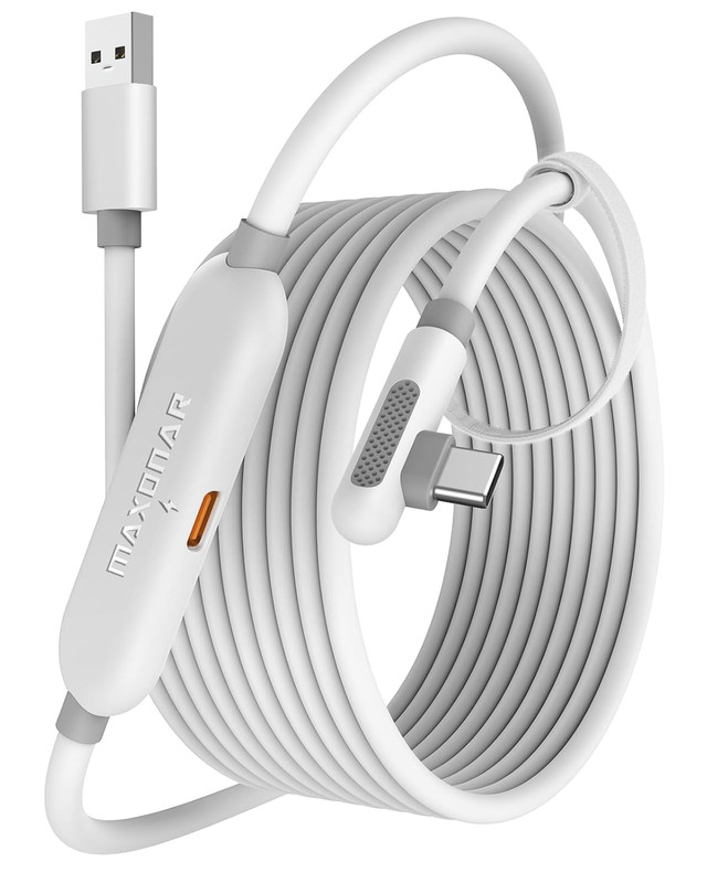 VR Charging Link Cable 16FT USB 3.0 Data Charge for Quest 3 Quest 2 Pico 4 White