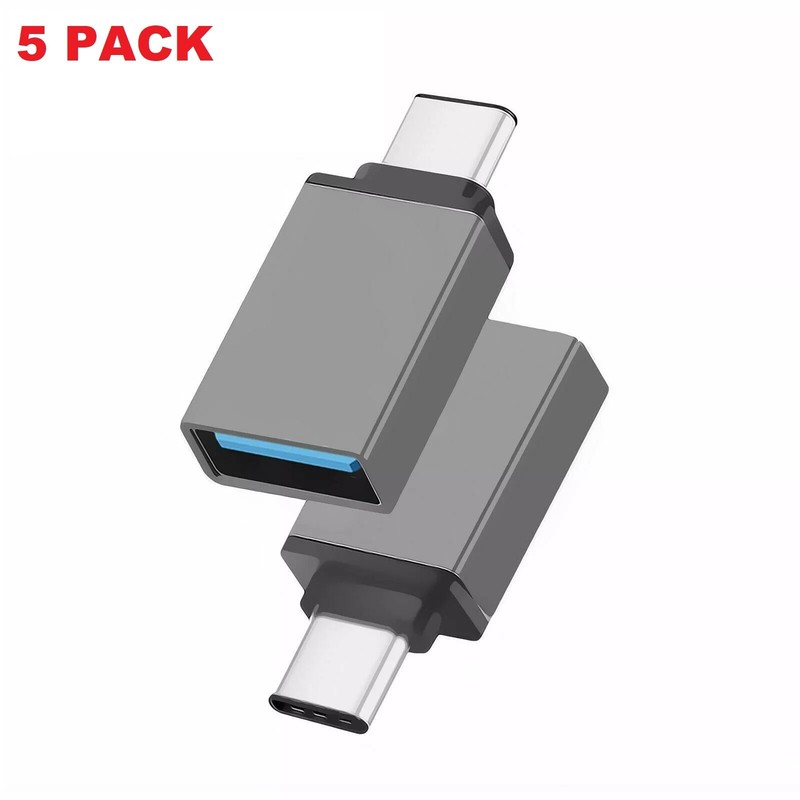 5-Pack USB-C 3.1 Male to USB A Female Adapter Converter OTG Type C Android Phone