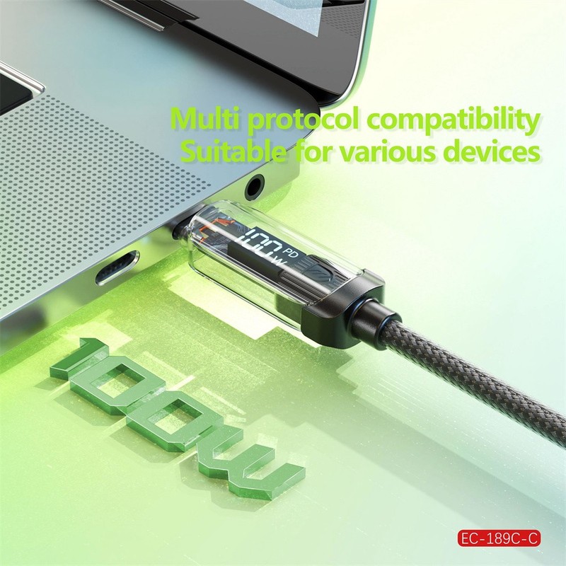PD 100W USB C To USB C Cable Fast Charging Cord LED Display Type-C Charger 1m gallery