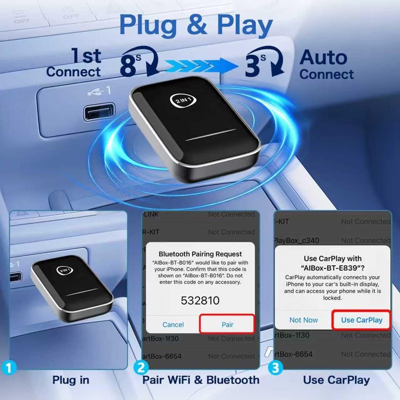 2-in-1 Wireless CarPlay & Android Auto Adapter (2026 Upgraded), Fast 5GHz/2.4... gallery