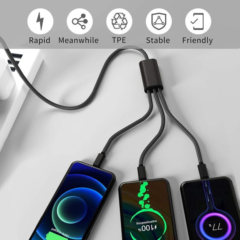 Multi Charging Cable, 4Pack/4FT 3 in 1 Fast Charging Cord Adapter with USB-C gallery