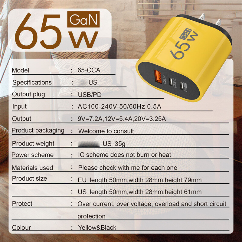 65W Fast Type C Wall Charger , 4-In-1 65W Super Fast Cable For Cell Phone iPad gallery
