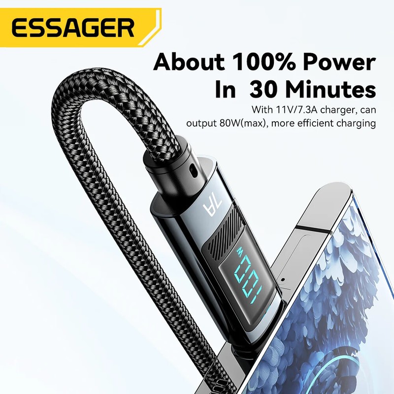 Essager 7A USB Type C Charger Cable 100W USB Fast Charging Wire Cord For Samsung gallery