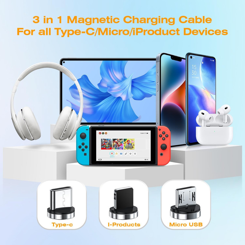 7-Pin Magnetic Charging Cable 360� Rotating 3 in 1 Magnetic Phone Charger, 3A C gallery