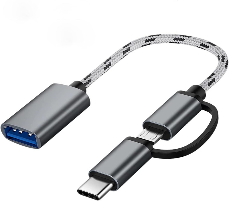 GANA 2-In-1 OTG Adapter, USB to Type-C & Micro USB Nylon Interface, Fast Transfe