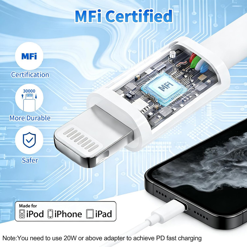 Iphone Charger Cord [Apple Mfi Certified] USB C to Lightning Cable 3Pack 10 F... gallery
