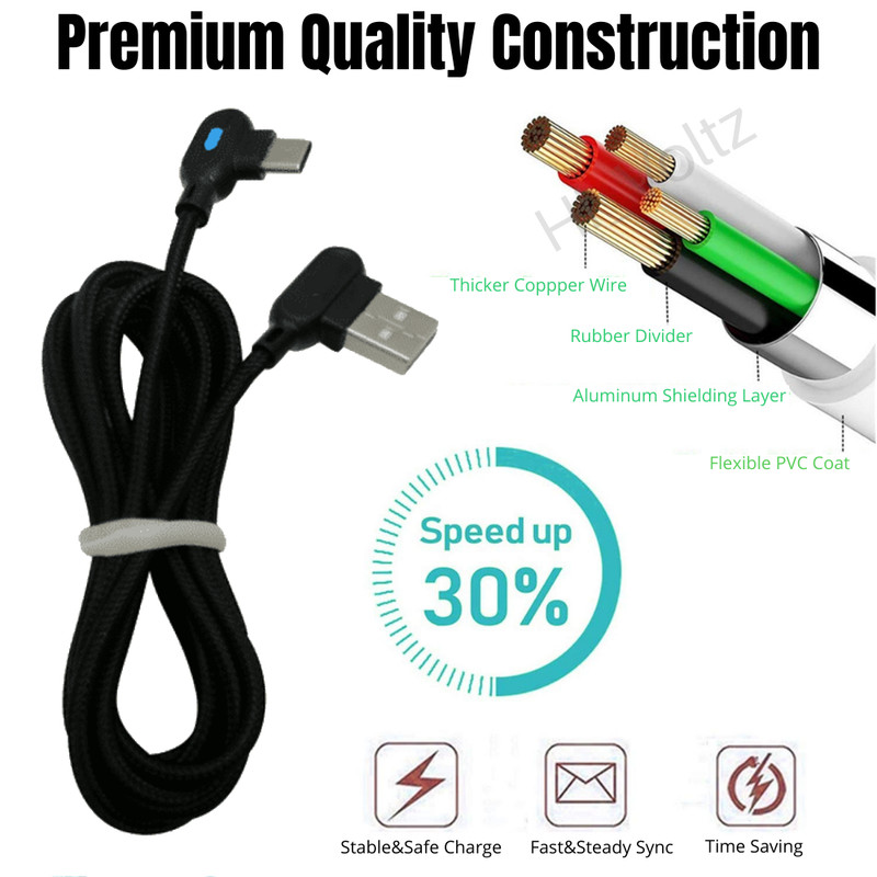 3 Pack Braided USB C Type-C Fast Charging Data Sync Charger Cable Cord 3/6 ft gallery