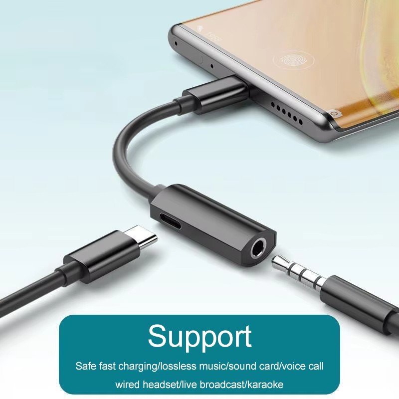 2 in 1 Type-C To 3.5mm Audio Aux Headphone Jack Cable Adapter Charger Cable Lot gallery