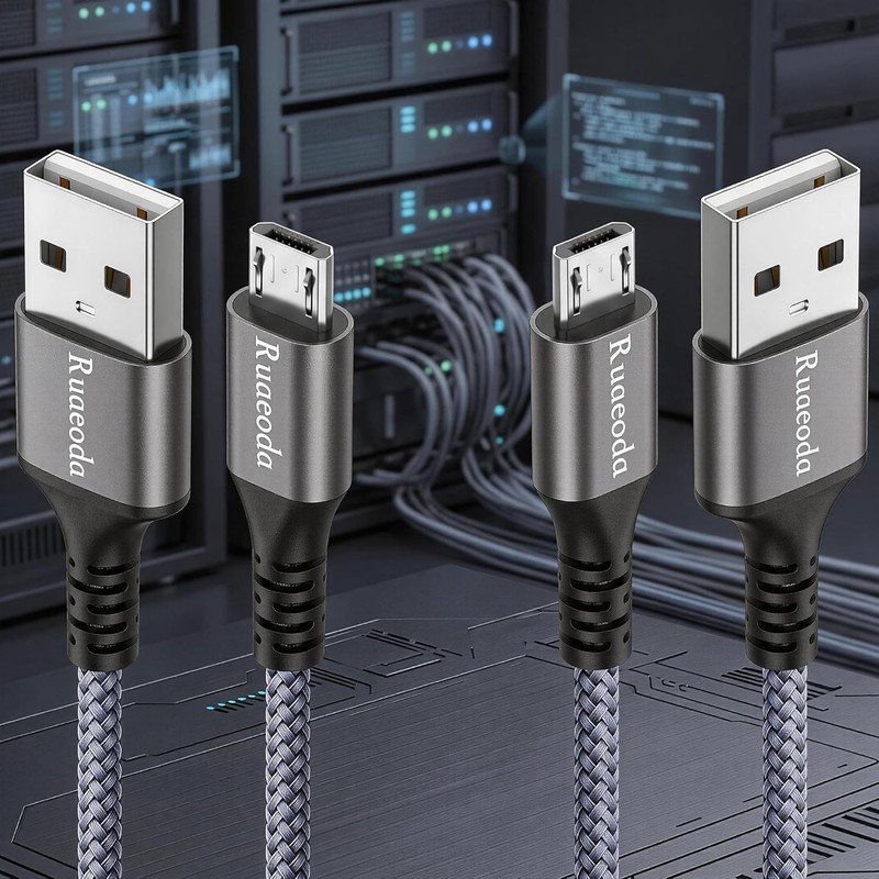 Durable 2-Pack 6ft Micro USB Charger Cords - Braided Pet-Proof & Fast Charging gallery