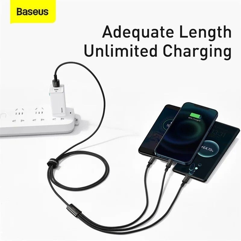 Baseus 3 in 1 USB Type C Cable For iPhone 14 13 12 Fast Charging Cable Samsung gallery