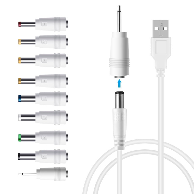 DC 5V Power Cord, USB to 5V DC Power Cable Charging Cord with 9 Adapters (6.4 * gallery