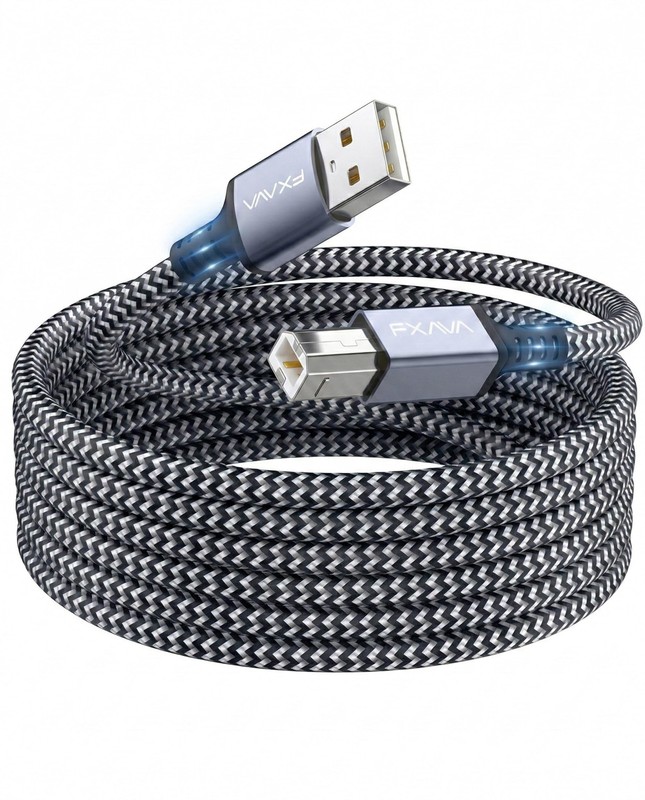 USB Printer Cable 20 Foot - Nylon Braided Long USB A to B Printer Cord for HP...