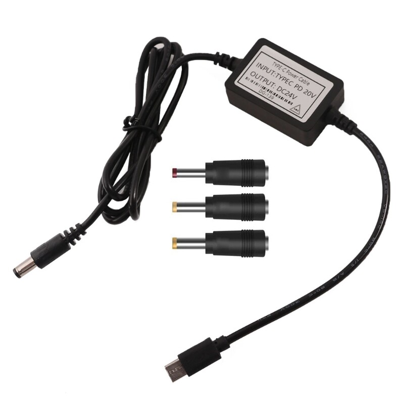 USB Type C to DC 5.5mm & 2.1mm Power Plug Charging Cable for Router LED Light