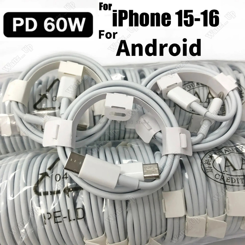 PD 60W USB C Type C Fast Charger Data Cable For iPhone 16 15 iPadPro Android Lot