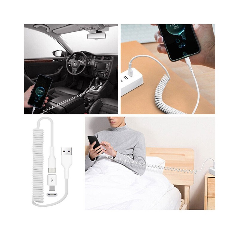 For TCL 60/60R/SE/NxtPaper - Coiled USB Cable Charger Cord Power Wire Sync gallery
