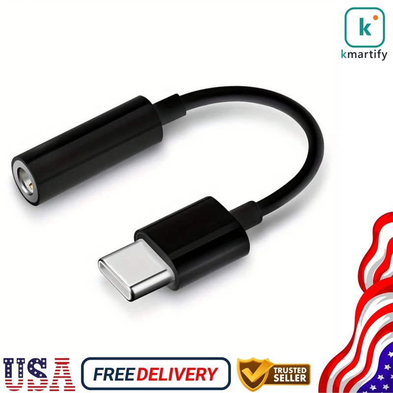 USB-C Type C Adapter Port to 3.5MM Aux Audio Jack Earphone Headphone Cable USB