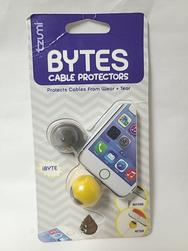 tzumi BYTES Phone Cable Cord Protectors ibyte Smiley Poop Emojis 6303